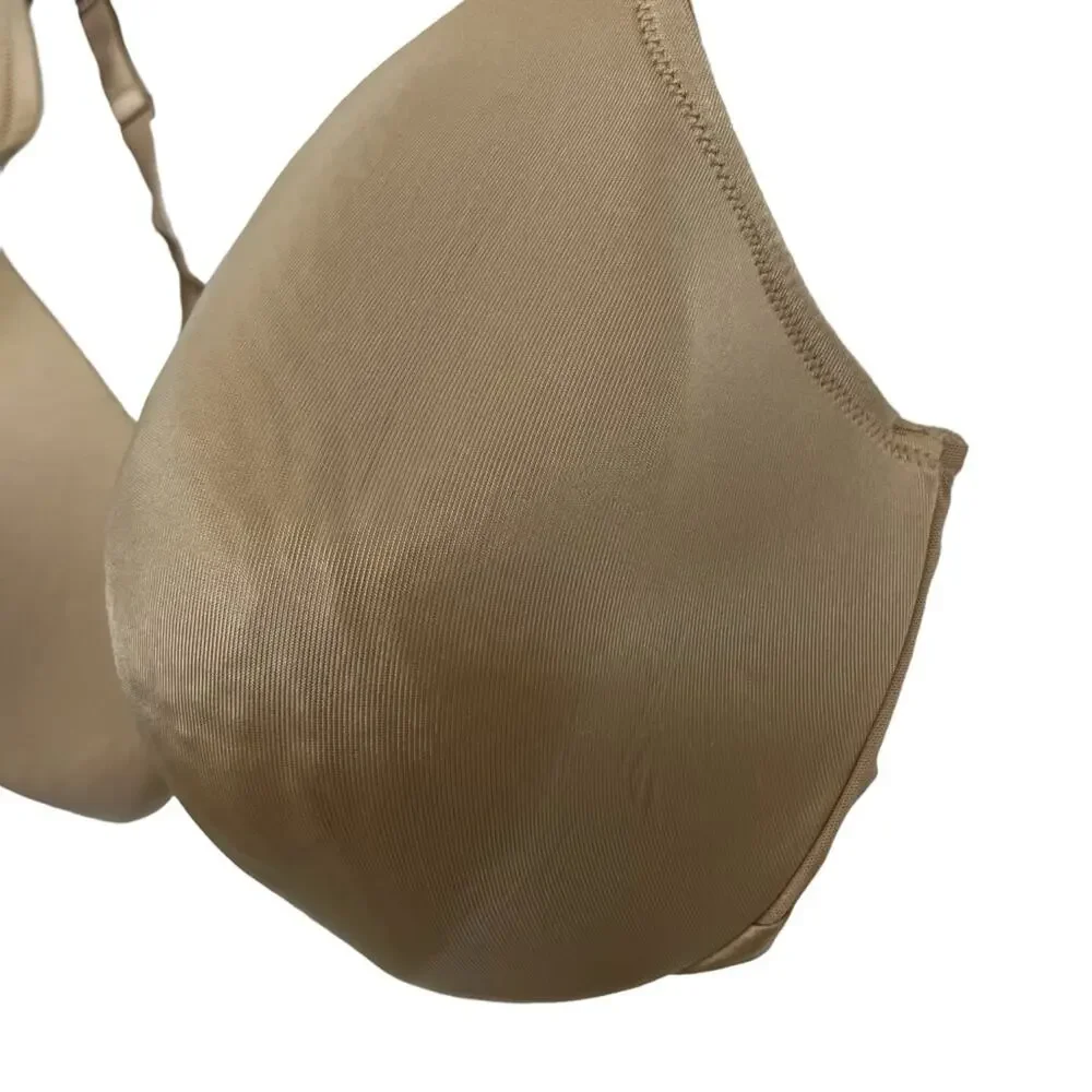CACIQUE LIGHTLY LINED FULL COVERAGE Beige Tan Smooth Underwire Bra Satin 44DDD